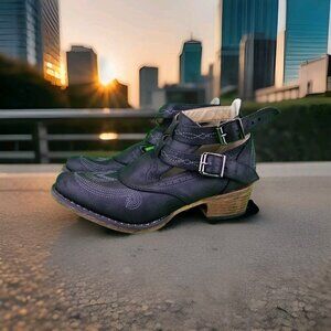 ✅Roper Willa Womens 6 BLACK Faux Leather Cowgirl Bootie Low Ankle Fashion Boots